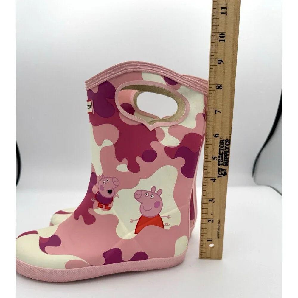 Hunter x Peppa Pig Girls Rain Boots Pink Camo Size 13/1 EU 31 VGUC